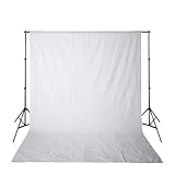 LCKKJHG Fotografie-Hintergründe Grün/Weiß/Schwarz/Grau Musselin-Baumwolle Green Screen Foto-Hintergrundtuch for Fotoshooting-Requisiten FüR Fotografie, Videoaufnahme(White,160 X 300CM)
