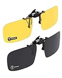 TERAISE Clip auf Sonnenbrille, 2er Pack/Tag + Nachtsicht Männer/Frauen UV400 Flip-Up polarisierte Sonnenbrille, Bequeme und sichere Pa
