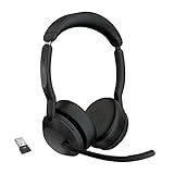 Jabra Evolve2 55 - schnurloses Stereo-Headset Air Comfort - Mikrofone mit Geräuschunterdrückung und ANC - kompatibel mit Allen UC-Plattformen wie Zoom und Google Meet - Schwarz