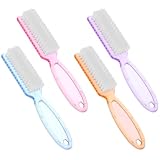 WLLHYF 4 Stück Nagelbürste mit Griff Weiche Borsten 4 Farben Maniküre-Werkzeug Scheuerbürsten-Set für Nägel und Zehen (Blau+Lila+Rosa+Orange)