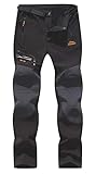 BenBoy Herren Wanderhose Wasserdicht Softshellhose Outdoorhose Winddicht Warm Gefüttert Skihose Snowboardhose Winter Trekkinghose,KZ1602-Black1-XL