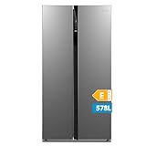 Midea MERS530FGE02 Side-by-Side Kühl-/Gefrierkombination/No Frost/Inverter Compressor/176,5 cm hoch/347 L Kühlen/201 L Gefrieren/Doppelte Steuerung/SuperCool/35dB, Inox