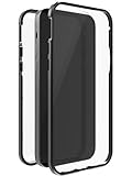 Black Rock - Hülle 360 Grad Glass Case Passend für Apple iPhone 12/12 Pro I Handyhülle, Magnet Verschluss, Durchsichtig, Cover (Transparent mit schwarzem Rahmen)