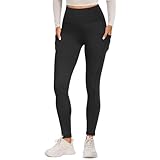Fotociti Sport Leggings Damen mit Tasche High Waist Sportleggins Lang Blickdicht Sporthose Push Up Yogahose Bauchweg Laufhose Fitnesshose Hose(Schwarz-ohne fleece, L-XL)