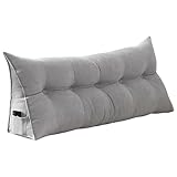 Rückenkissen Lesekissen Keilkissen für Bett Sofa, Großes Lendenkissen Rückenlehne Dreieckigen Abnehmbarem Bezug Kopfteilkissen Bettkissen mit Seitenfach (5 180cm)