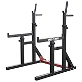 GORILLA SPORTS® Squat Rack - mit Dip-Station, Höhe und Breite verstellbar, bis 300kg belastbar, Schwarz - Langhantelständer, Langhantelablage, Kniebeugenständer, Hantelablage, Hantelständer