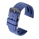 Fluorkautschuk-Uhrenarmband 18 mm 19 mm 20 mm 21 mm 22 mm 24 mm Sportarmband Schwarz Grün Armband mit Schnellverschluss(BLUE,22mm gold buckle)