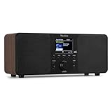 Audizio Genua DAB Radio mit Bluetooth – Stereo DAB Plus Radio mit Fernbedienung, 60 Speicherplätze, Auto Scan, Line-Out, USB, Ideal für Zuhause und Unterwegs, Einfache Bedienung - Holz Look