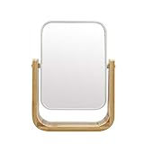 PARSA Beauty Bambusspiegel mit 5-Fach Vergrößerung – Doppelseitiger Kosmetikspiegel, rechteckig, modernes Design für präzises Stylen – Standspiegel für Schminken und Rasieren – 22 x 16 x 4 cm