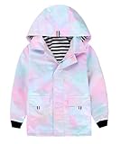 Hiheart Wasserdichte Regenjacke mit Kapuze für Jungen und Mädchen, mit Baumwolle gefüttert, Glitzerndes Pink, 6-7 Jahre