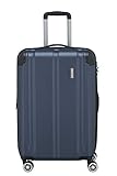 Travelite 4 Rad Koffer M mit TSA Schloss + Dehnfalte, Gepäck Serie CITY: Robuster Hartschalen Trolley mit kratzfester Oberfläche, 073048-20, 68 cm, 78 Liter (erweiterbar auf 86 L), Marine (Blau)