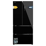 Cecotec Kühlschrank Französische Tür 436L - Bolero CoolMarket FD 436 Black Glass E. Klasse E183 cm hoch und 83,6 cm breit, Inverter Plus Kompressor, Total No Frost, Türalarm, Fast Cooling und Freezing