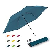 Doppler Taschenschirm Zero,99 Flat I Ultra leichter Regenschirm in Crystal Blue I Kleiner Schirm I Mini Regenschirm I Leicht zu Öffnen I Flach & kompakt I Taschenregenschirm windproof