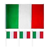 Eine italienische Flagge, drei italienische Handflaggen mit Pfosten, Regenfahnen und Sonnenschutz, geeignet für Innen- und Außenaktivitäten (90 x 145 cm)