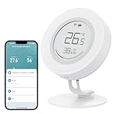 MIUCDA Smart Thermometer Hygrometer Innen, Erfordert Zigbee Hub, E-Ink-Display, Digital Temperatur und Luftfeuchtigkeitsmesser APP Benachrichtigung Alarm Unterstützt Alexa Google Home