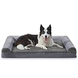 FURTIME Orthopädisches Hundebett Grosse Hunde Ergonomisches Hundekissen - 89x64 cm Hundesofa Waschbares Hundekissen (Grau, L - L 89 x B 64 x H 17 cm)