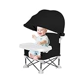 Tragbarer Kindersitz, Reisesitz mit Tablett zum , zusammenklappbar, mit Sonnenschutz, für Garten, , Camping, Picknick