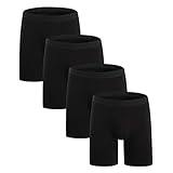 ZLYC Herren Boxershorts aus Baumwolle mit Langen Beinen, 4 Pack Schwarz, XL(40-42zoll/102-107cm)