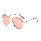 Hifot Sonnenbrille für Mädchen, Pilotenbrille mit Edelstahl Metall Gestell, Kinder Sonnenbrille 3-12 Jahre, Kleinkind