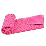 Toyvian Verdickte Anti-Rutsch-Yoga-Decke Schlafunterlage Fitnessstudio -Schweißtuch Griffe Stoff faltbar tragbar handtücher keine Yogamatte Pilates-Decke Fitnessmatte Rosy