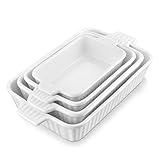 MALACASA, Auflaufform, 4-teiliges Auflaufformen set us kratzfester Keramik in Weiß | Stapelbares Backofengeschirr für Lasagne, Aufläufe, Tiramisu & mehr, Serie Bake.Bake