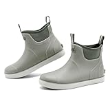 Rumkok Gummistiefel Herren Halbhoch, Grundlegend Wasserdicht Atmungsaktiv Stiefeletten, Anti-Rutsch Mode PVC Schwarz Chelsea-Stiefel, Gummistiefel Herren, Grau, 45 EU