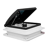 Dibaful Wohnwagen-Dachventilator mit Licht, DC 12 V, Wohnmobil-Ventilator mit Regensensor, 35,6 x 35,6 cm, Wohnmobil-Dachlüftung mit 10 Flügeln, elektrischer Ventilator, für Wohnmobile und Anhänger,