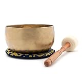 Nepal- Klangschale I 500-600 g I für Meditation, Yoga & Entspannung I Inkl. Klöppel/Pad I Handgeschmiedet I Fair Trade aus Nepal