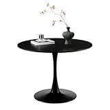 buybyroom Moderner runder Esstisch, Bartisch, Schreibtisch, geeignet für Küche, Esszimmer, Wohnzimmer und Büro, für 2-4 Personen, Durchmesser 100 cm, schwarz
