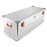 Alubox Alukiste abschließbar E159 - Premium Aluminium Lagerbox 159 Liter - Deckel mit Aluminium Druckguss Stapelecken und Gummidichtung - inklusive Schlösser