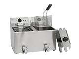 METRO Professional Elektrische Fritteuse GDF3028, Doppelkammer, Edelstahl Fritteuse, 2 x 8 Liter, 2 x 3250 W, schnelle Erhitzung, mit Deckel, Sicherheitsthermostat, Kaltzone, rutschfeste Füße