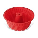 Dr. Oetker 1269 Gugelhupfform Ø 22 cm Flexxibel, Backform für Gugelhupf aus Silikon, Bundform für eindrucksvolle Kreationen, hochwertige Silikon-Kuchenform, Menge: 1 Stück, Rot