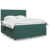 MOBCANT Boxspringbett mit Matratze, Bettstütze Polsterbett Doppelbett Futonbett Geeignet für Gästezimmer Schlafzimmer Wohnungen Schulen Dunkelgrün 180x200 cm Samt