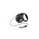 flexi® Black Design XS Seil 3 m schwarz/Silber, Roll-Leine für Hunde bis 8 kg
