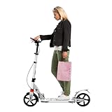 Faltbarer Cityroller für Erwachsene und Kinder | Weißer Tretroller mit Handbremse | Bestes Sporting Scooter für Komfortables Fahren