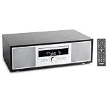 MEDION P64145 Stereoanlage (DAB+, CD, MP3, PLL UKW Radio, USB, Kompaktanlage, Elegantes Design, Weckfunktion, Sleep Einschlafautomatik) schwarz-Silber