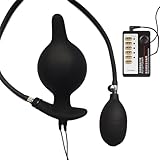 Extrem Elektroschock Aufblasbarer Analplug für Männer Silikon Elektrostimulation Analdilatator Buttplug mit 12 Modi Analdildo Analspielzeuge Prostata Stimulation SM Sex Spielzeug für Männer Frauen(C)