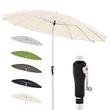 Doppler Sonnenschirm für den Garten Asia Look SL-AZ Auto Tilt 250cm Natur I Gartenschirm knickbar I Kurbelschirm mit UV-Schutz 50+ I Kurbelschirm aus Aluminium I regenabweisendes Polyester-Dach