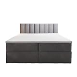 Palermo Boxspringbett mit Bettkästen H3 Matratze mit Topper (Grau, 160 x 200 cm)