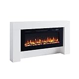 BALDERIA Elektrokamin Zeus, Elektrischer Standkkamin mit 3D-Flammeneffekt, Elektro Heizung 2000W, LED-Beleuchtung, Kamin mit Fernbedienung, Timer, Startsteuerung, Thermostat - Weiß