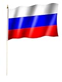 sportfanshop24 Stockflagge/Stockfahne Russland Flagge/Fahne ca. 30 x 45 cm mit ca. 60cm Stab/Stock