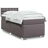 Sufrk Boxspringbett mit Matratze Grau 80x200 cm KunstLED Bett Boxspringbett Bett Mit Matratze Polsterbett Schlafzimmer MöBeler