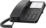 Gigaset DESK 400 - Schnurgebundenes Telefon mit elastischem Kabel - Platz für 10 Kurzwahleinträge - Wahlwiederholung - MFV- oder Impulswahl einstellbar, schwarz [Deutsche Version]
