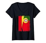 Damen Deutsche Portugiesische Halbflagge Deutschland Portugal Trikot T-Shirt mit V-Ausschnitt