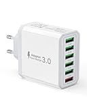 USB Ladegerät, 6-Ports Ladeadapter 33W USB Ladestecker mit QC 3.0 Schnellladegerät Mehrfach, USB Stecker Netzteil für iPhone 14 13 12 11 Pro Max SE 2020 XR 8 7, iPad, Samsung S21 S20 S10 Note 9, Handy