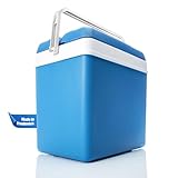 BigDean Kühlbox 24 Liter blau/weiß - Isolierbox mit bis zu 11 Std. Kühlung - Thermobox aus Kunststoff - Outdoor Kühltasche für Camping, Grillen, Picknick & Garten