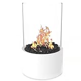 SaiDuoDuo Tragbare Tischplatte Feuerstelle, runde Tischplatte Feuerstelle mit Glasplatten, Mini Feuerstelle Tischplatte Tischplatte Dekor für Innen,Weiß