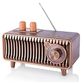 CYBORIS Retro Bluetooth-Lautsprecher-Radio,Walnussholz Vintage Rotary FM Radio, 20W Dual-Speaker Stereo, tragbare kabellose Lautsprecher mit U Disk/TF Card/Aux Music Player (Walnut Wood)