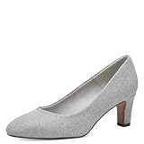 Tamaris Damen Pumps Textil Blockabsatz Vegan; SILVER GLAM, EU 40