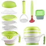 Dampfgarer und Mixer für Babys 1 Set Babynahrungszubereiter lebensmittelechte Babynahrungsmühle mit Pürierschüssel Handstampfer Zitruspresse Reibe Obst- und Gemüsepüreezubereiter für Säuglinge